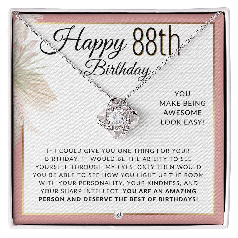 88th Birthday Gift For Her - Necklace For 88 Year Old Birthday - Beautiful Women's Birthday Pendant + Heartfelt Birthday Message - Liliana and Liam