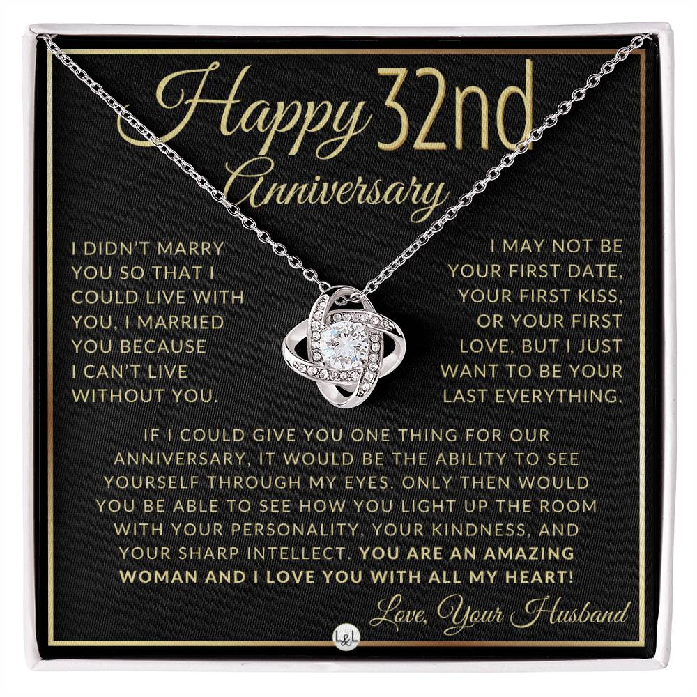 32nd Anniversary Gift For Wife - Beautiful Women's Pendant Necklace + Heartfelt Anniversary Message - Liliana and Liam