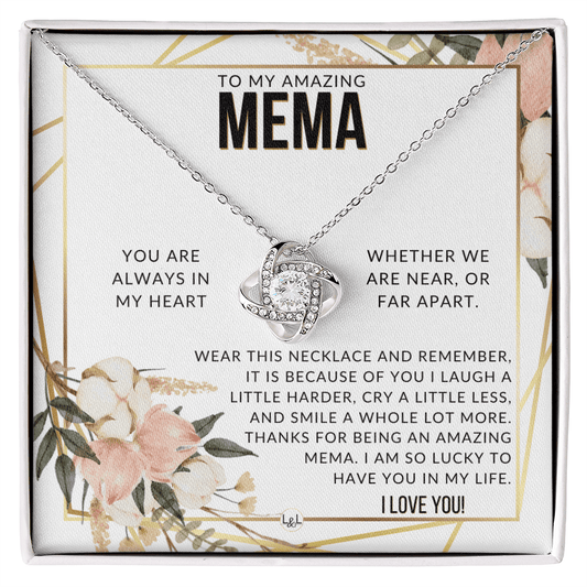 Mema Gift - Beautiful Women's Pendant - From Granddaughter, Grandson, Grandkids - Great For Mother's Day, Christmas, or Birthday - Liliana and Liam