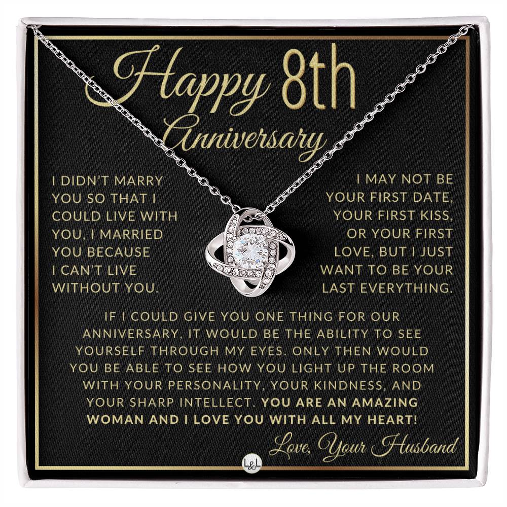 8th Anniversary Gift For Wife - Beautiful Women's Pendant Necklace For Your Wife + Heartfelt Message For Her
