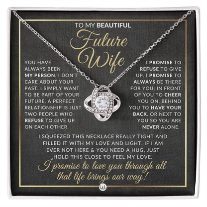 For My Beautiful Fiancée - Pendant Necklace - Sentimental and Romantic Christmas Gift, Valentine's Day, Birthday or Anniversary Present - Liliana and Liam