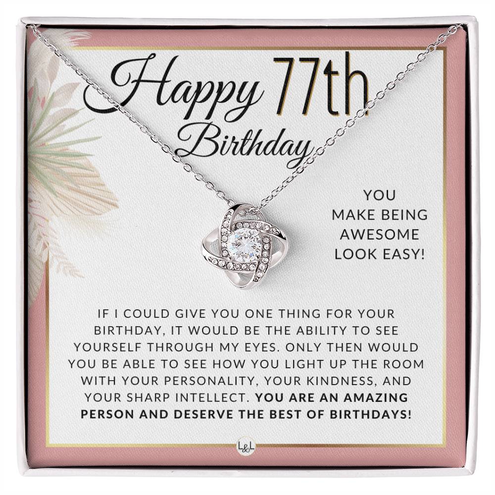77th Birthday Gift For Her - Necklace For 77 Year Old Birthday - Beautiful Woman's Pendant Jewelry - Great Birthday Idea For Her - Liliana and Liam
