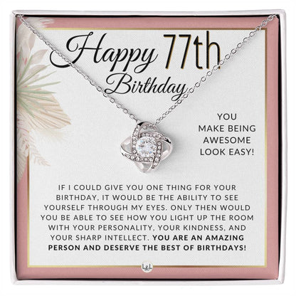 77th Birthday Gift For Her - Necklace For 77 Year Old Birthday - Beautiful Woman's Pendant Jewelry - Great Birthday Idea For Her - Liliana and Liam