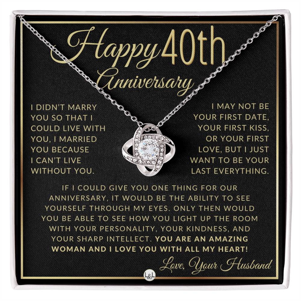 40th Anniversary Gift For Wife - Beautiful Women's Pendant Necklace + Heartfelt Anniversary Message - Liliana and Liam