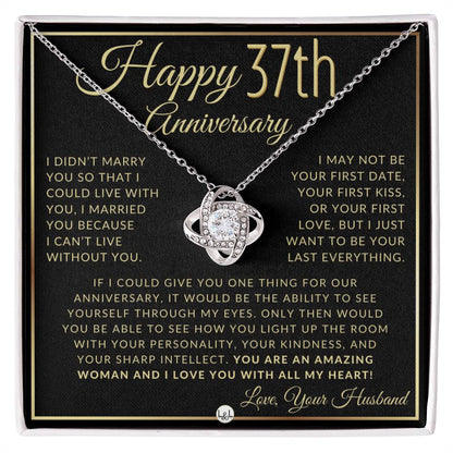 37th Anniversary Gift For Wife - Beautiful Women's Pendant Necklace + Heartfelt Anniversary Message - Liliana and Liam