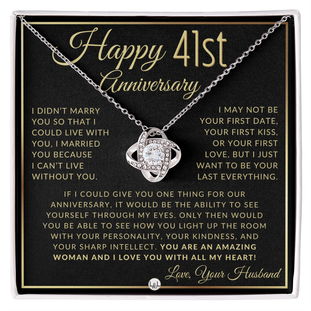 41st Anniversary Gift For Wife - Beautiful Women's Pendant Necklace + Heartfelt Anniversary Message