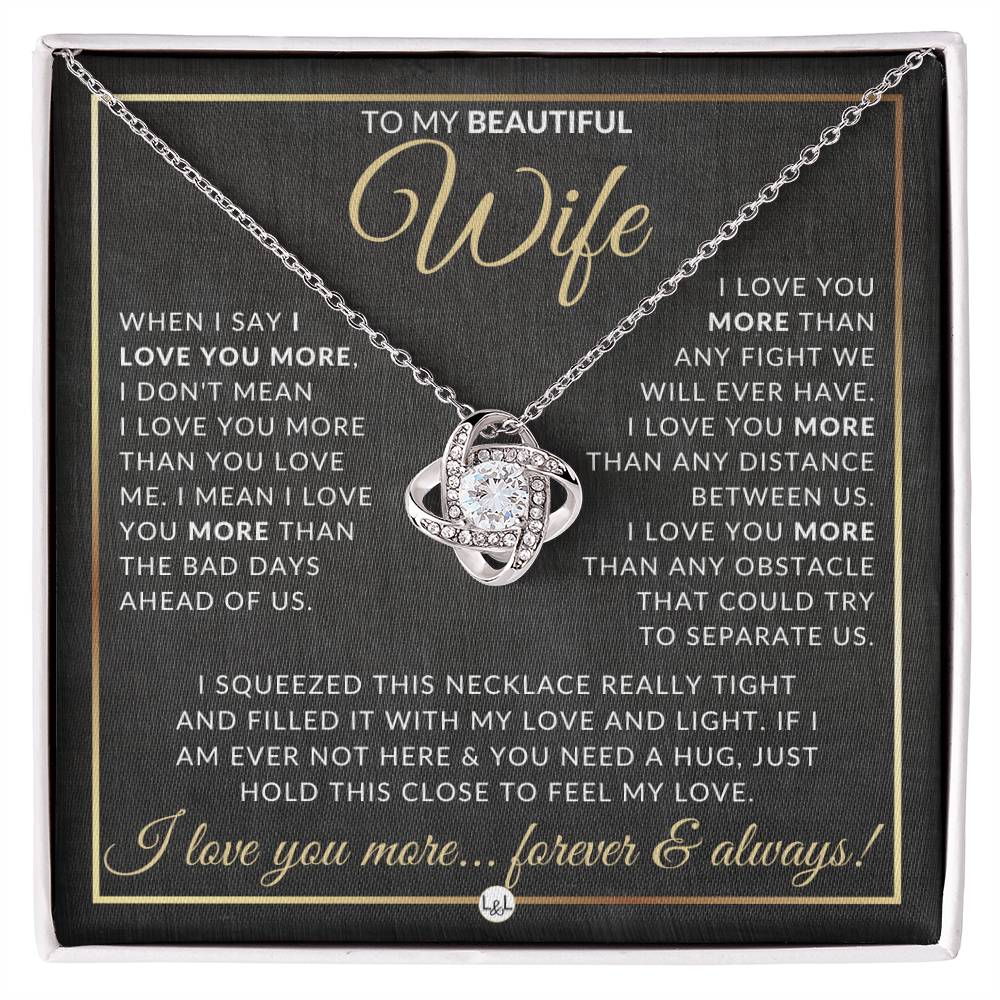 To My Beautiful Wife - Woman's Pendant Necklace + Sentimental Keepsake Message - Romantic Christmas Gift, Valentine's Day, Birthday or Anniversary Present - Liliana and Liam