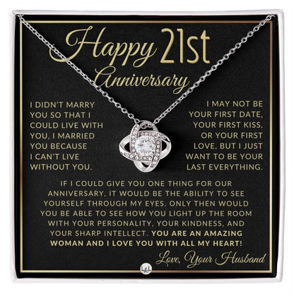 21st Anniversary Gift For Wife - Pendant Necklace + Heartfelt Message - Gift Idea For Your Wedding Anniversary - Liliana and Liam