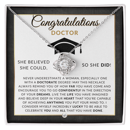 Congratulations Doctor & New Chapter Keepsake - Doctorate Graduate Necklace Gift - Liliana and Liam