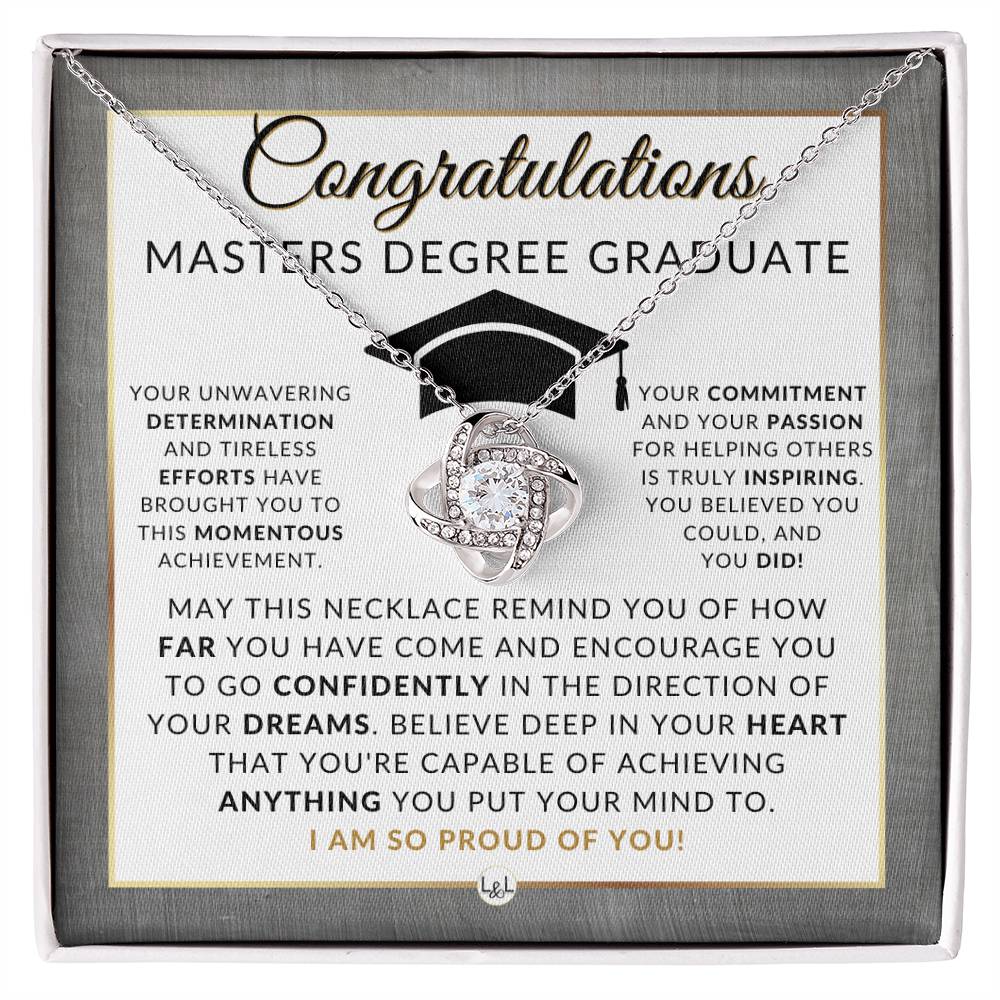 Graduate Graduation Gift Idea For Her For Masters Degree Graduate -  Master's Graduation Gift For Her - Pendant Necklace + Heartfelt Message