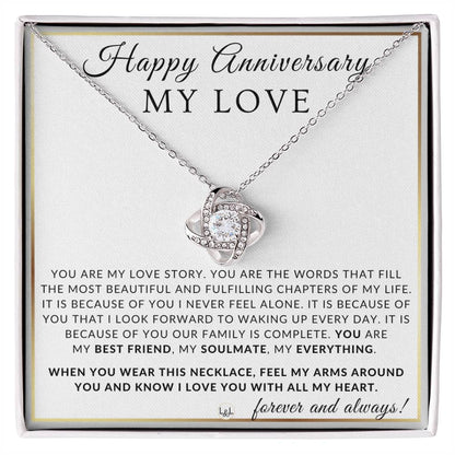 Anniversary Gift For Your Wife, Girlfriend or Fiancée - My Love Story - Beautiful Women's Pendant Necklace + Heartfelt Anniversary Message - Liliana and Liam