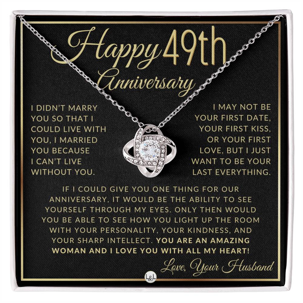 49th Anniversary Gift For Wife - Beautiful Women's Pendant Necklace + Heartfelt Anniversary Message - Liliana and Liam