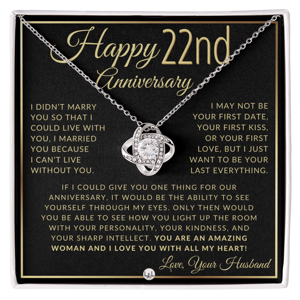 22nd Anniversary Gift For Wife - Elegant Knot Pendent Necklace - Liliana and Liam