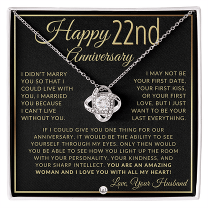 22nd Anniversary Gift For Wife - Elegant Knot Pendent Necklace - Liliana and Liam