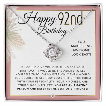 92nd Birthday Gift For Her - Necklace For 92 Year Old Birthday - Beautiful Woman's Birthday Present - Pendant Jewelry - Liliana and Liam