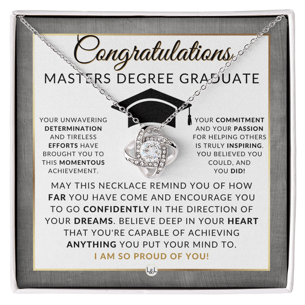 Masters Degree Graduation Gift for Her - Graduate School Necklace, Masters Graduate Jewelry, Grad School Gift 2026 - Liliana and Liam
