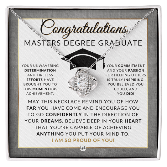 Masters Degree Graduation Gift for Her - Graduate School Necklace, Masters Graduate Jewelry, Grad School Gift 2026 - Liliana and Liam