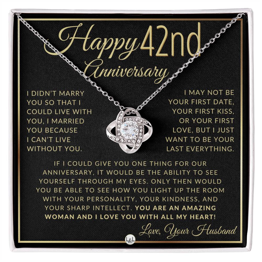 42nd Anniversary Gift For Wife - Beautiful Women's Pendant Necklace + Heartfelt Anniversary Message - Liliana and Liam