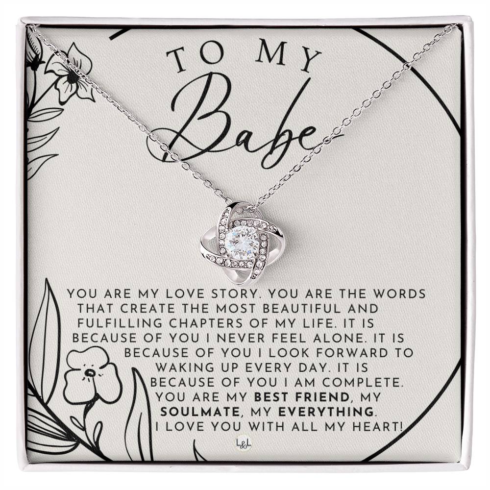 Romantic Gift For Her - My Babe - Beautiful Women's Pendant + Heartfelt Message - Perfect Christmas Gift, Valentine's Day, Birthday or Anniversary Present