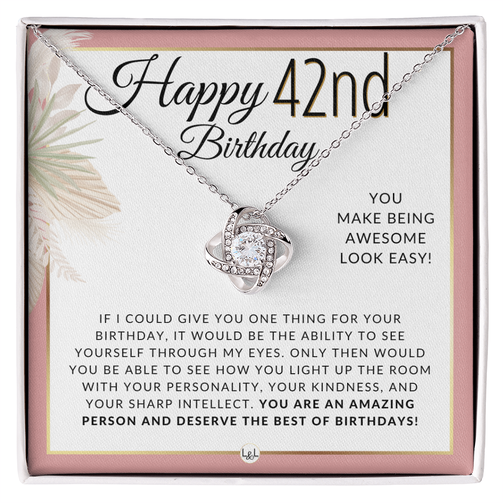 42nd Birthday - Elegant Knot Pendent Necklace - Birthday Gift For Her