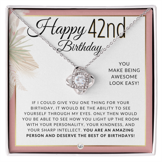 42nd Birthday - Elegant Knot Pendent Necklace - Birthday Gift For Her