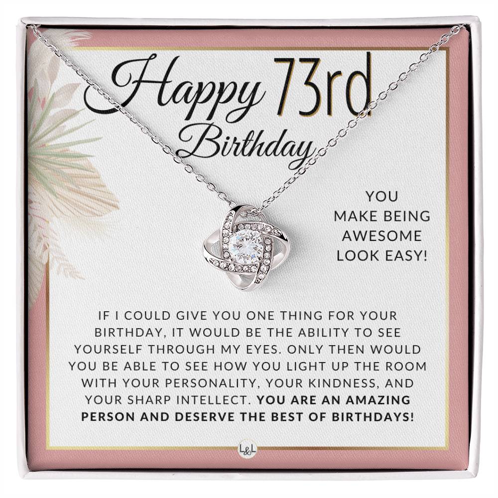 73rd Birthday Pendant Necklace & Heartfelt Message - Unique Gift Idea for Her