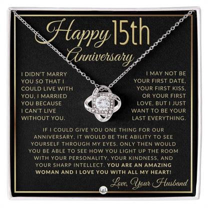 15th Anniversary Gift for Wife – Elegant Pendant Necklace with Heartfelt Message - Liliana and Liam