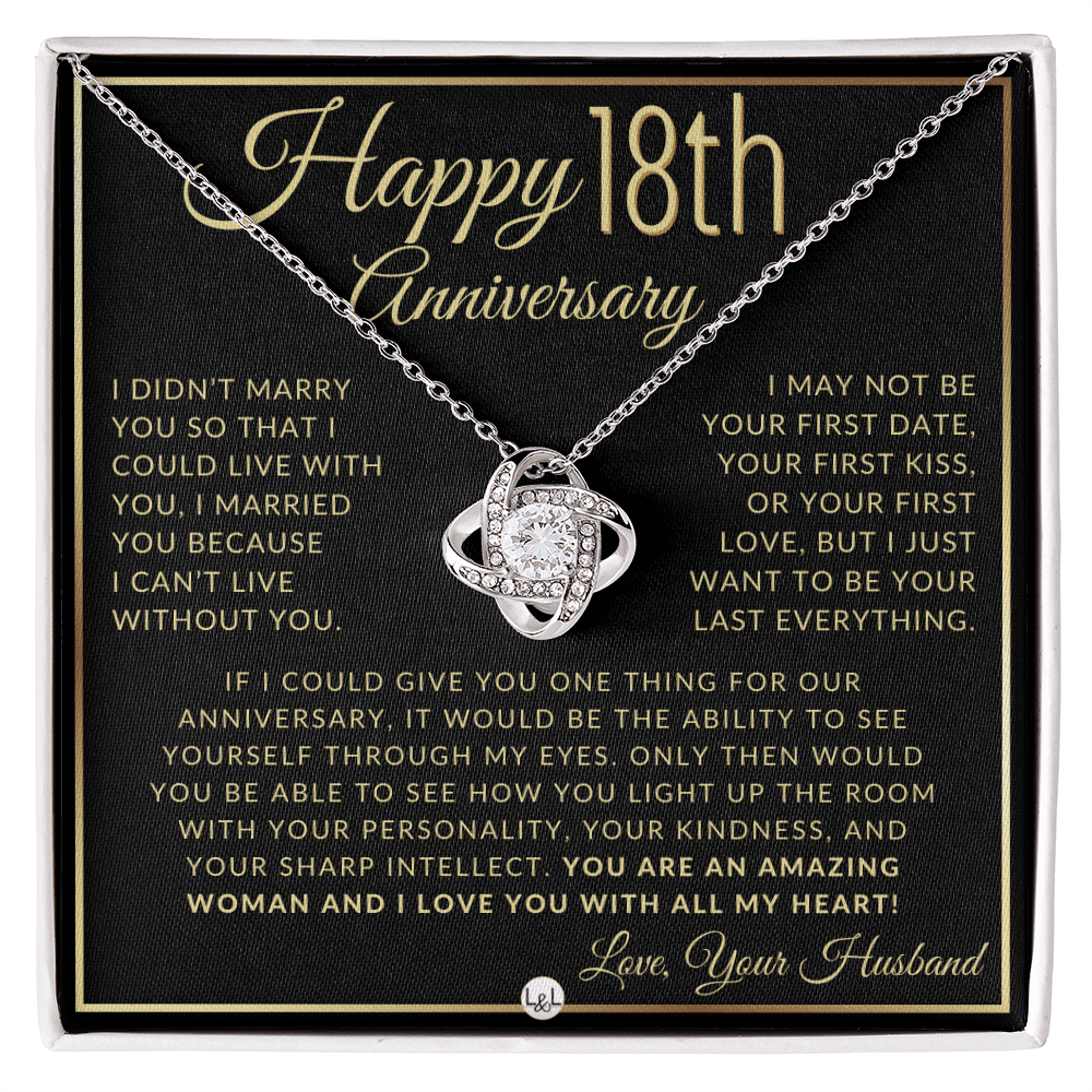 18th Anniversary For Wife - Elegant Knot Pendent Necklace - Liliana and Liam
