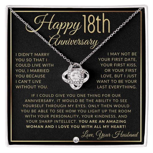 18th Anniversary For Wife - Elegant Knot Pendent Necklace - Liliana and Liam
