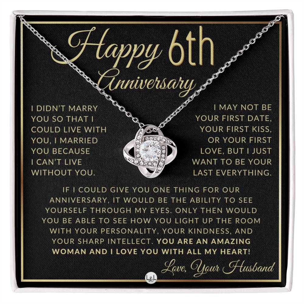 6th Anniversary Gift For Wife - Beautiful Women's Pendant Necklace + Heartfelt Anniversary Message - Liliana and Liam