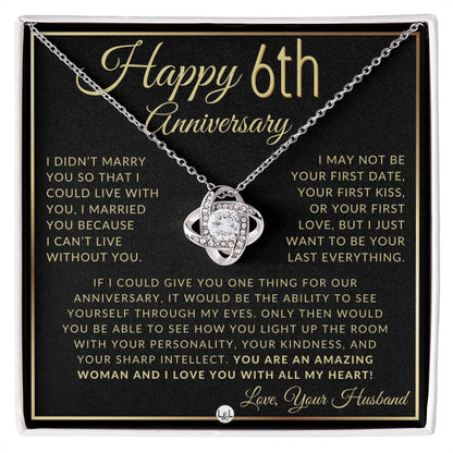 6th Anniversary Gift For Wife - Beautiful Women's Pendant Necklace + Heartfelt Anniversary Message - Liliana and Liam