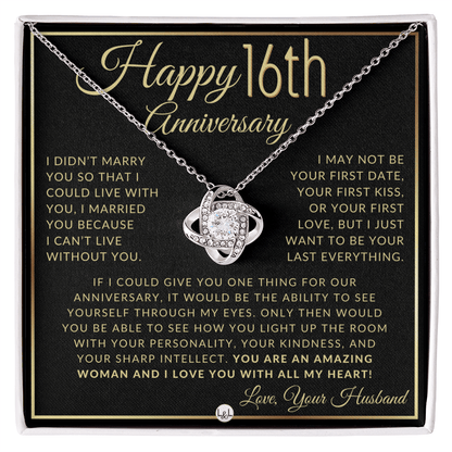 16th Anniversary Gift For Wife - Beautiful Women's Pendant Necklace + Heartfelt Anniversary Message - Liliana and Liam