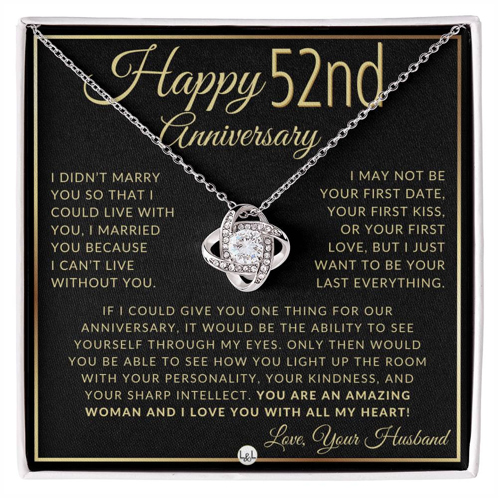 52nd Anniversary Gift For Wife - Beautiful Women's Pendant Necklace + Heartfelt Anniversary Message - Liliana and Liam