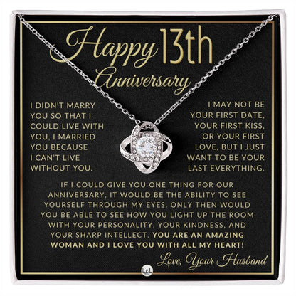 13th Anniversary Gift For Wife - Beautiful Women's Pendant Necklace + Heartfelt Anniversary Message - Liliana and Liam
