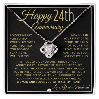 24th Anniversary Gift For Wife - Elegant Knot Pendent Necklace - Liliana and Liam