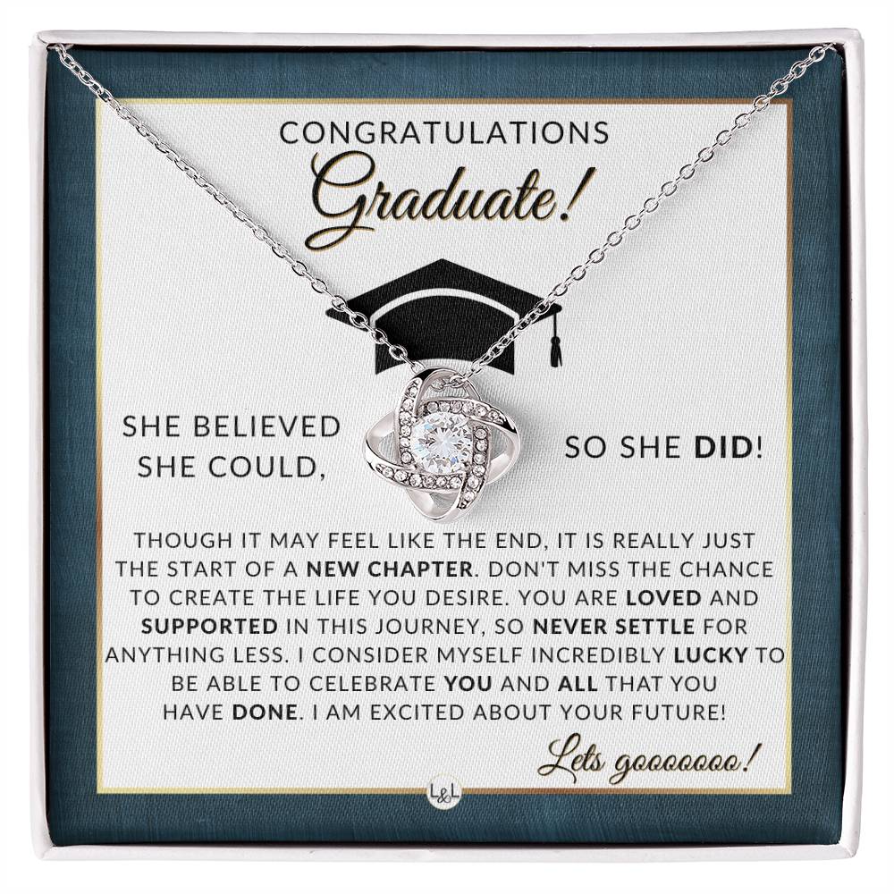 Graduation Party Gift For Her - Beautiful Necklace + Heartfelt Graduation Message - Graduation Gift Idea For Her - Liliana and Liam