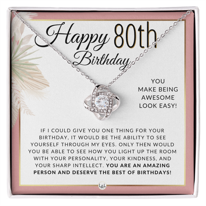 80th Birthday - Elegant Knot Pendent Necklace - Birthday Gift For Her