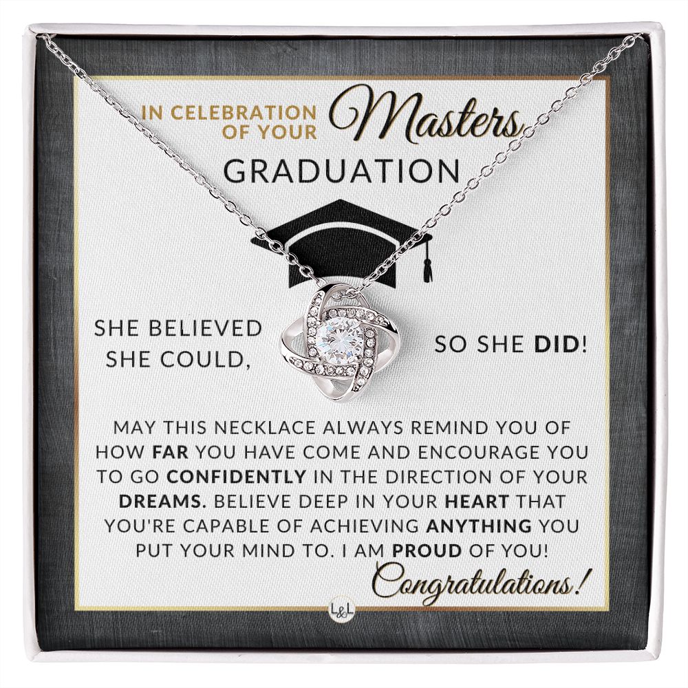 Master's Graduation Gift For Her - Mastering Success: Graduation Necklace for Women Who've Completed Their Master's Degree - 2024 Graduation Gift Idea For Her