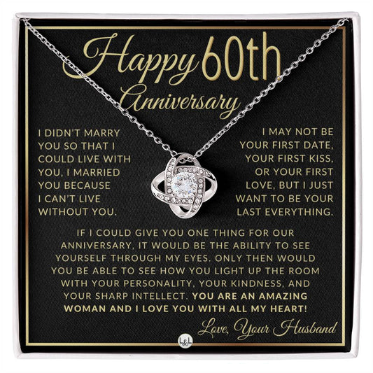 60th Anniversary Gift For Wife - Beautiful Women's Pendant Necklace + Heartfelt Anniversary Message - Liliana and Liam