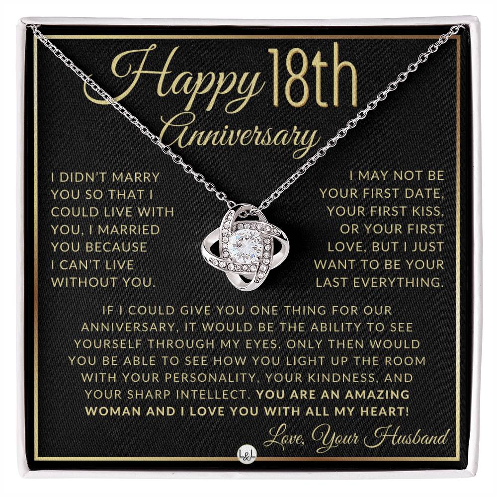 18th Anniversary Gift For Wife - Beautiful Women's Pendant Necklace + Heartfelt Anniversary Message - Liliana and Liam