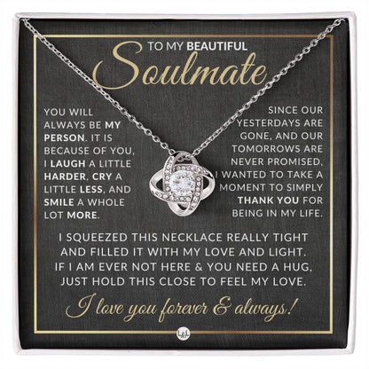 Gift For My Soulmate - Pendant Necklace - Sentimental and Romantic Christmas Gift, Valentine's Day, Birthday or Anniversary Present - Liliana and Liam