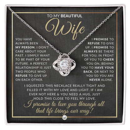 For My Beautiful Wife - Pendant Necklace - Sentimental and Romantic Christmas Gift, Valentine's Day, Birthday or Anniversary Present - Liliana and Liam