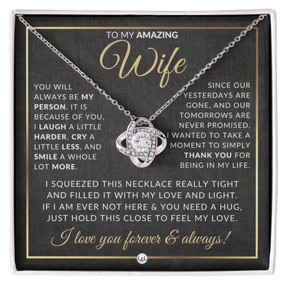 To My Amazing Wife - Pendant Necklace - Sentimental and Romantic Christmas Gift, Valentine's Day, Birthday or Anniversary Present - Liliana and Liam