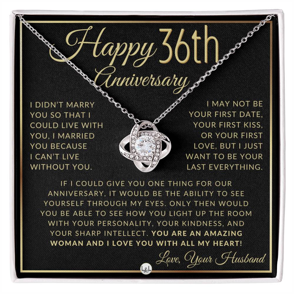 36th Anniversary Gift For Wife - Beautiful Women's Pendant Necklace + Heartfelt Anniversary Message - Liliana and Liam