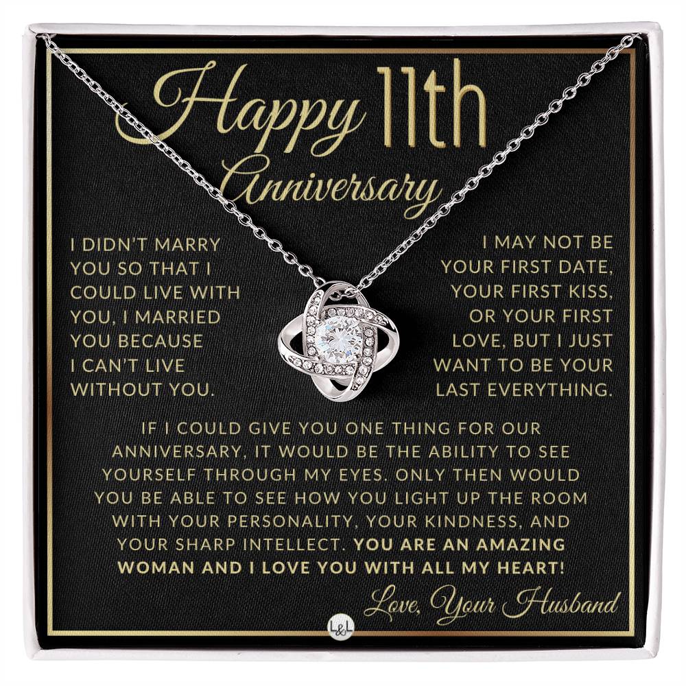 11th Anniversary Gift For Wife - Beautiful Women's Pendant Necklace + Heartfelt Anniversary Message - Liliana and Liam