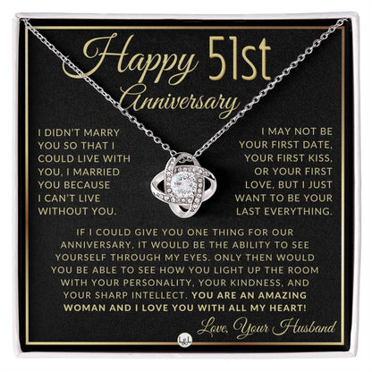 51st Anniversary Gift For Wife - Beautiful Women's Pendant Necklace + Heartfelt Anniversary Message - Liliana and Liam