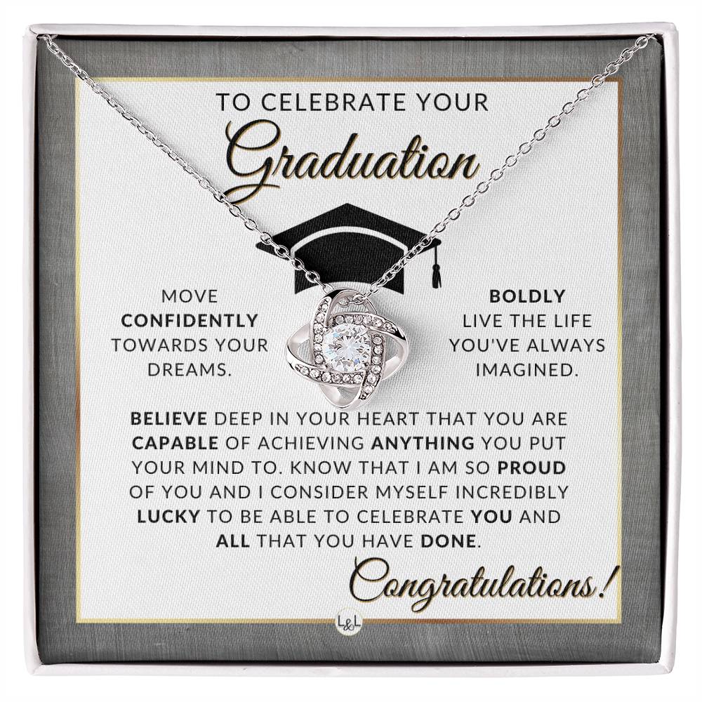 Grad Gift For Her - Pendant Necklace + Heartfelt Graduation Message - Gift Idea For The Graduate - Liliana and Liam