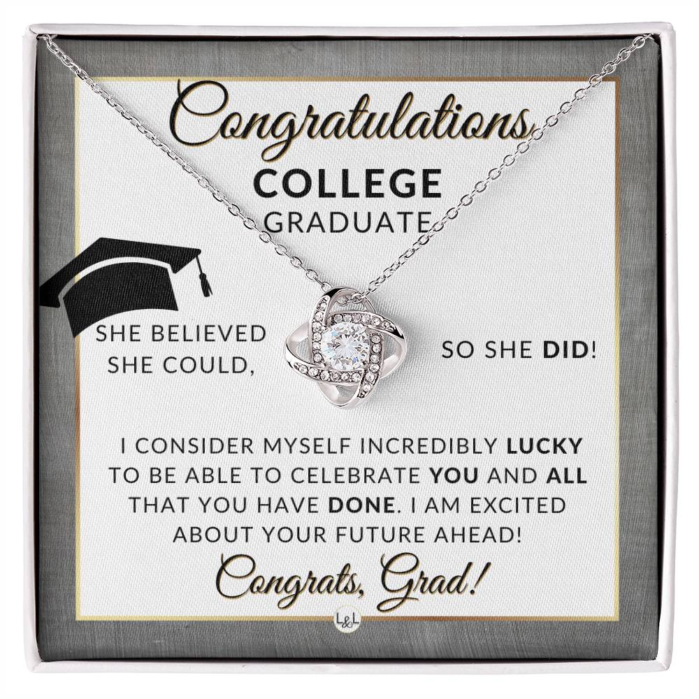 Graduation Gift For College Girl - Beautiful Women's Pendant + Sentimental Keepsake Message For New Grad - Perfect College Graduation Gift For Her - Great Gift For College Graduation Party - Liliana and Liam