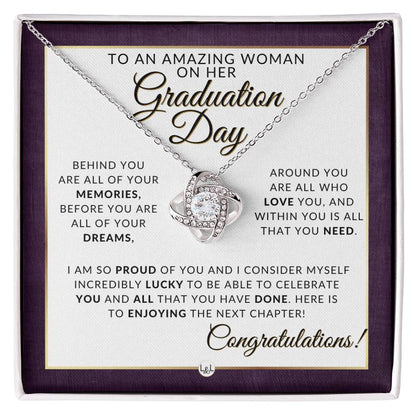 Graduation Day Gift For Female - High School Girl - Beautiful Necklace + HS Graduation Message - Graduation Party Gift Idea For Her - Liliana and Liam