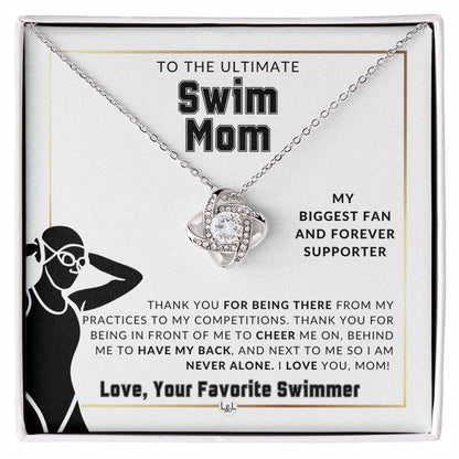 Swim Mom, From A Girl Swimmer - Knot Pendent Necklace - Gift For Sports Mom - Liliana and Liam